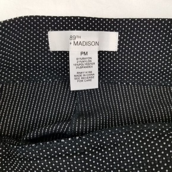 Pants Crop Comfort Elastic Waist 89th Madison Women Size PM Black White Dots - Picture 7 of 8